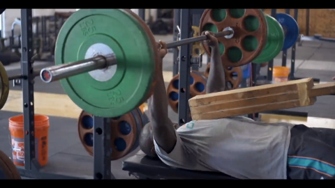 Athlete Performs Bench press