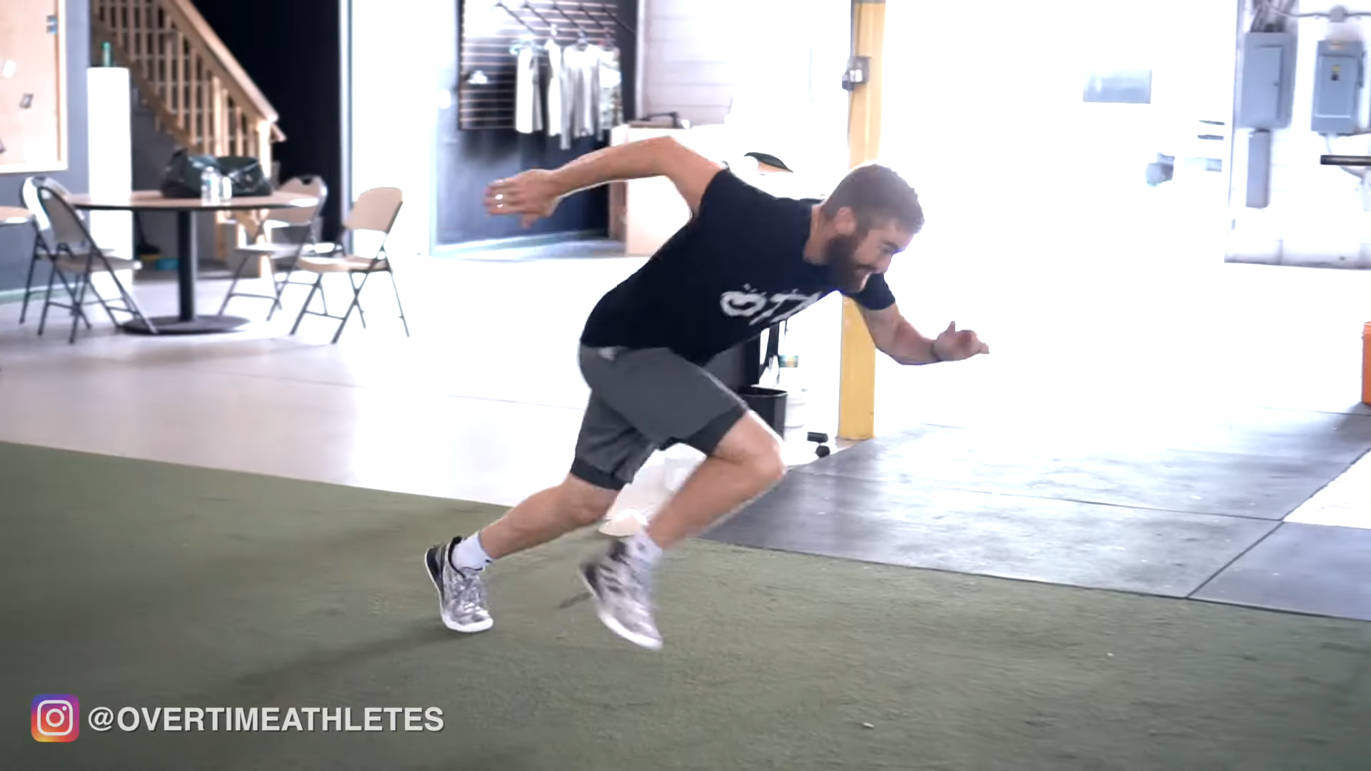 Athlete Performs Acceleration speed drills