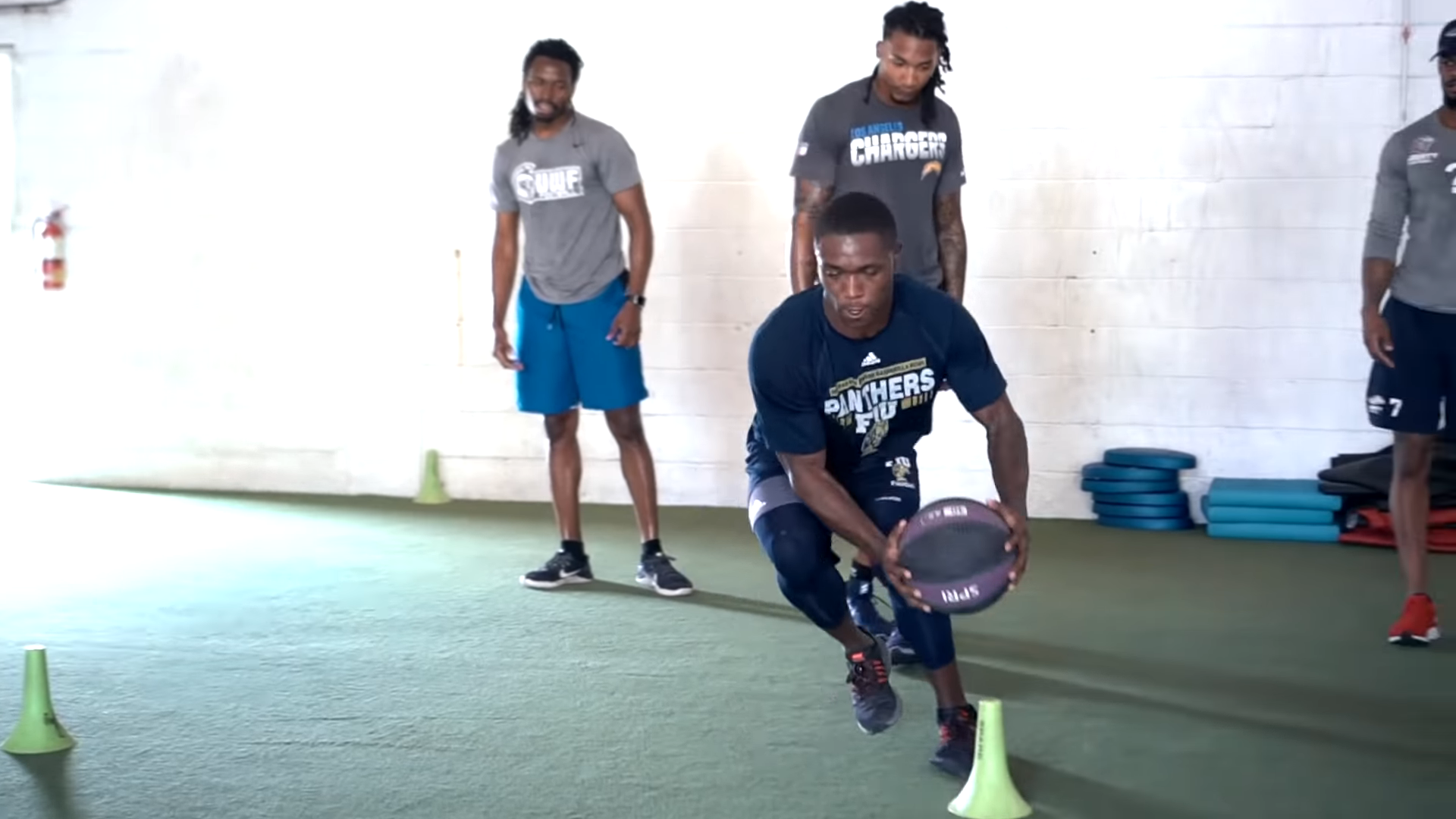 Athlete Trains with Medball