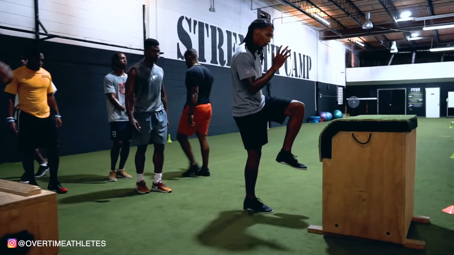 Athlete works on vertical jump training