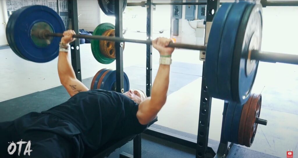 Athlete Performs Bench Press