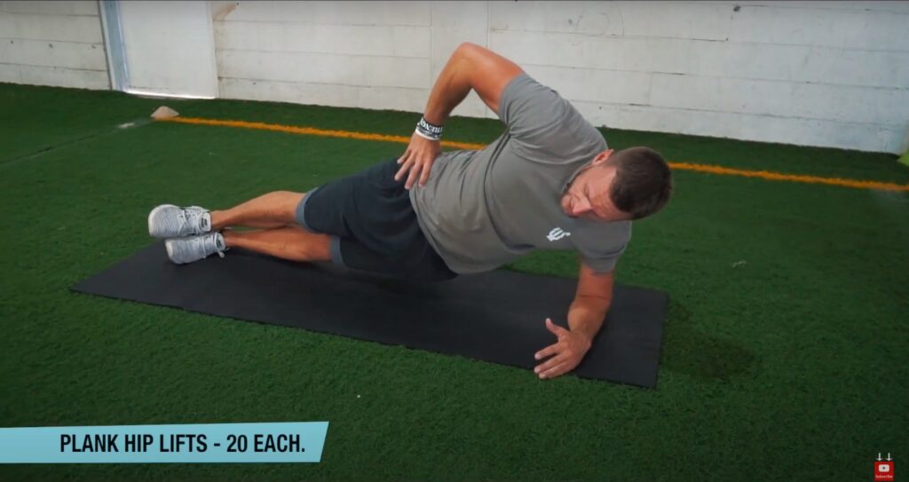 Athlete Performs Plank Hip Lifts