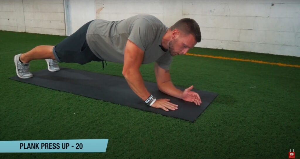 Athlete Performs Plank Press Up