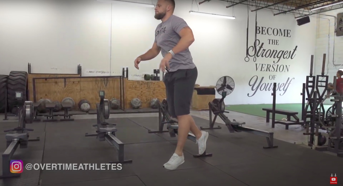 Athlete Performs Alternating Lunge Jumps