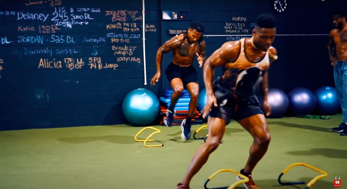 Football Athletes do Agility Ladders