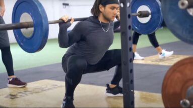 Athlete Performs back squat