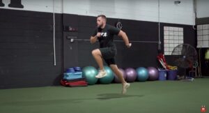 Athlete Performs Alternating Bounds